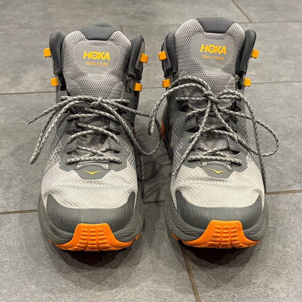 Hoka Men's Trail Code GTX Gray and Orange Day Hiker Boots